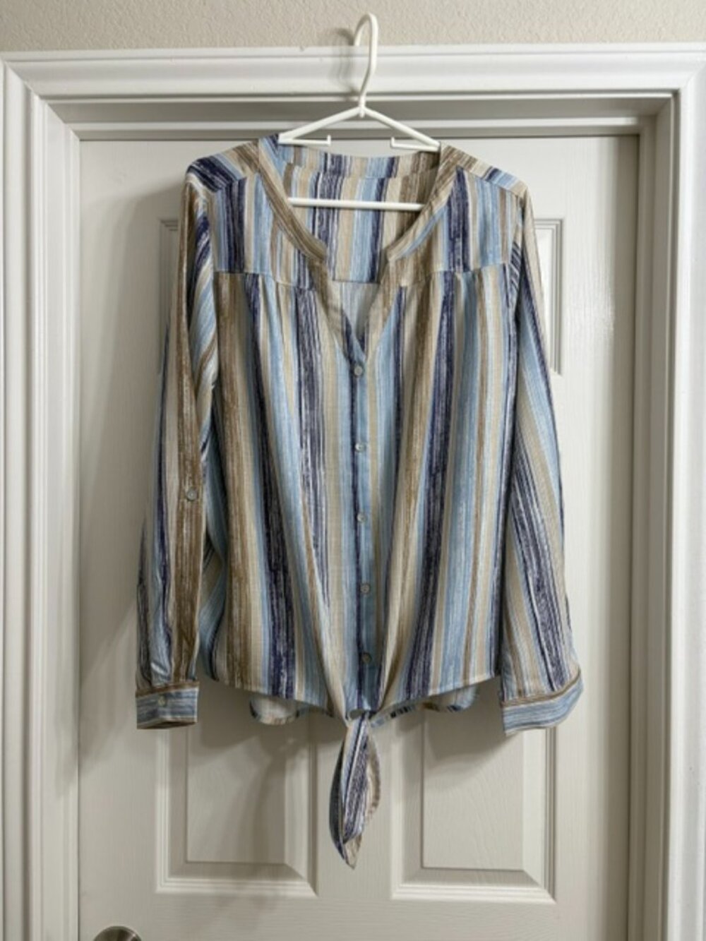 Women's Multi-Color Striped Blouse, Size 3X